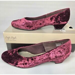 Soft Style Hush Puppies Burgundy Velvet Flats 10W Wide Width Comfort